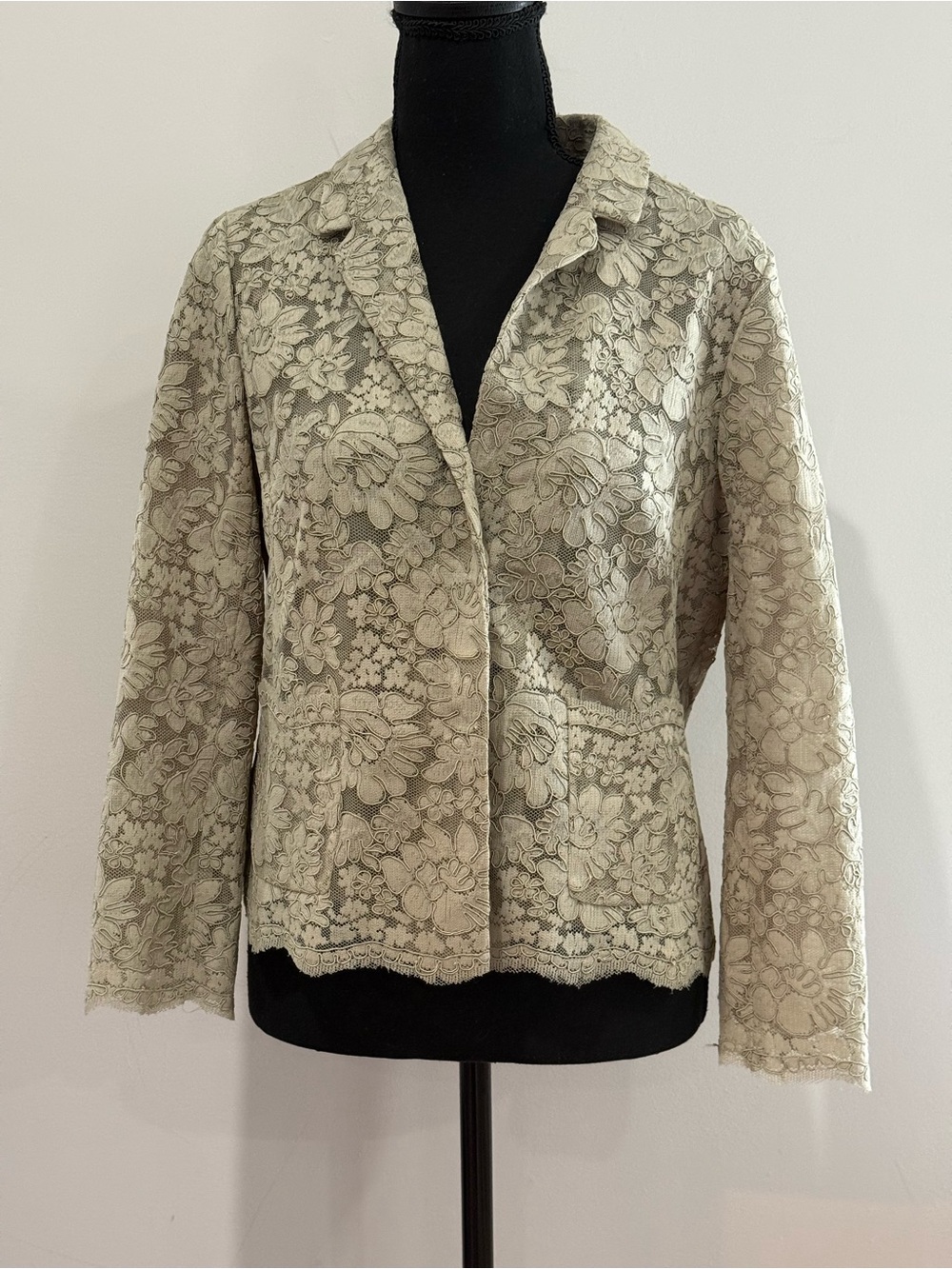 New J Crew 10 Women's Lace Floral Jacket - Light Sage 757